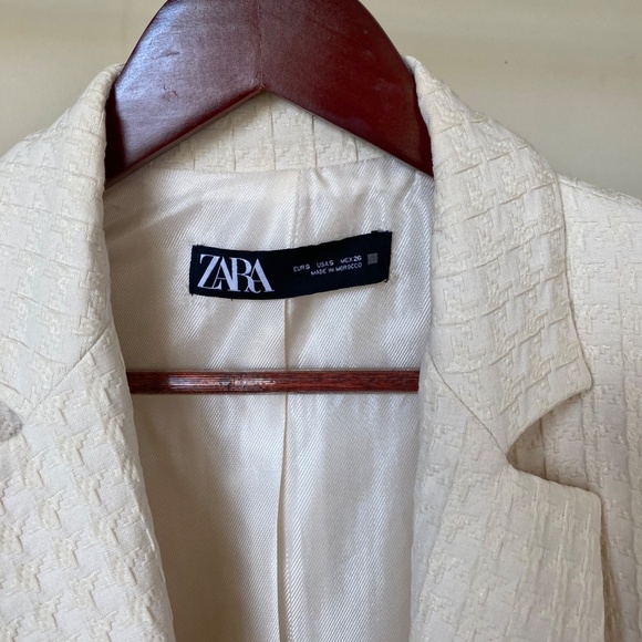 Zara Cream Textured Blazer - Picture 2 of 3